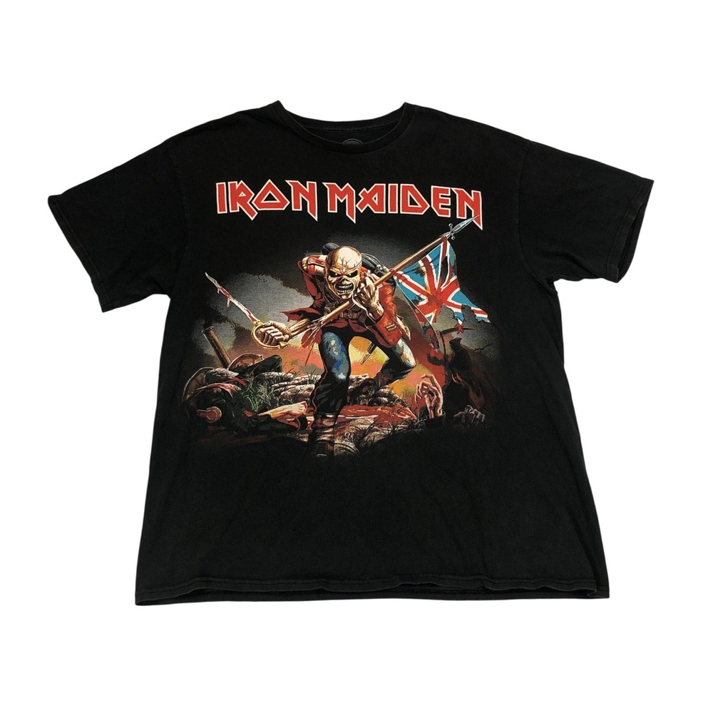 Iron Maiden The Trooper Graphic Tee Mens XL Black Eddie Mascot Heavy Metal Band